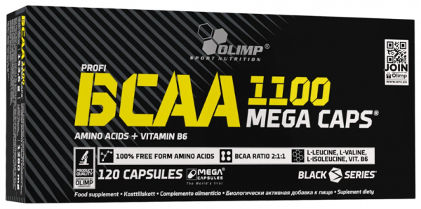 Olimp Sport Nutrition BCAA 1100 Mega caps, БиСиЭйЭй 1100 Мега Капс, 120 капсул
