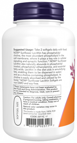 NOW Sunflower Lecithin 1200 mg, 100 капсул NOW Sunflower Lecithin 1200 mg, 100 капсул