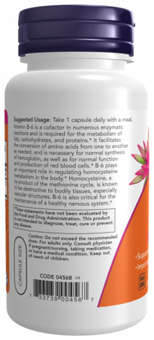 NOW B-6, Витамин В-6, 100 капсул