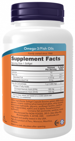 NOW Omega-3 Molecularly Distilled &amp; Enteric Coated