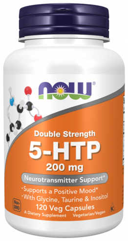 NOW Double strength 5-HTP 200 mg, Двойная сила 5-HTP 200 мг, 120 капсул