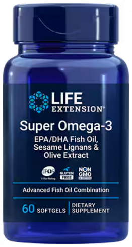 Life Extension Super Omega-3 EPA/DHA Fish Oil, Sesame Lignans &amp; Olive Extract, 60 капсул