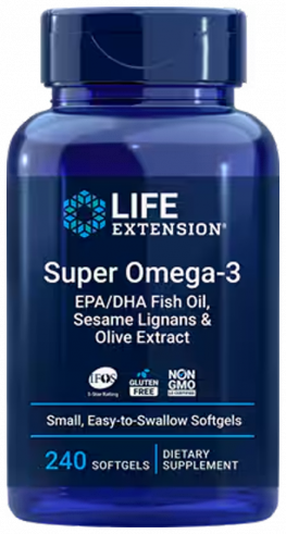 Life Extension Super Omega-3 EPA/DHA Fish Oil, Sesame Lignans &amp; Olive Extract, 240 капсул
